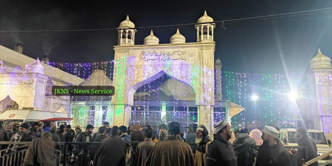 Hazratbal Shrine Beaming with Lights as Thousands Gather for Shab-e-Meraj Prayers