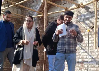 Waqf Board Chairperson visits Eidgah to oversea construction work of Pulpit