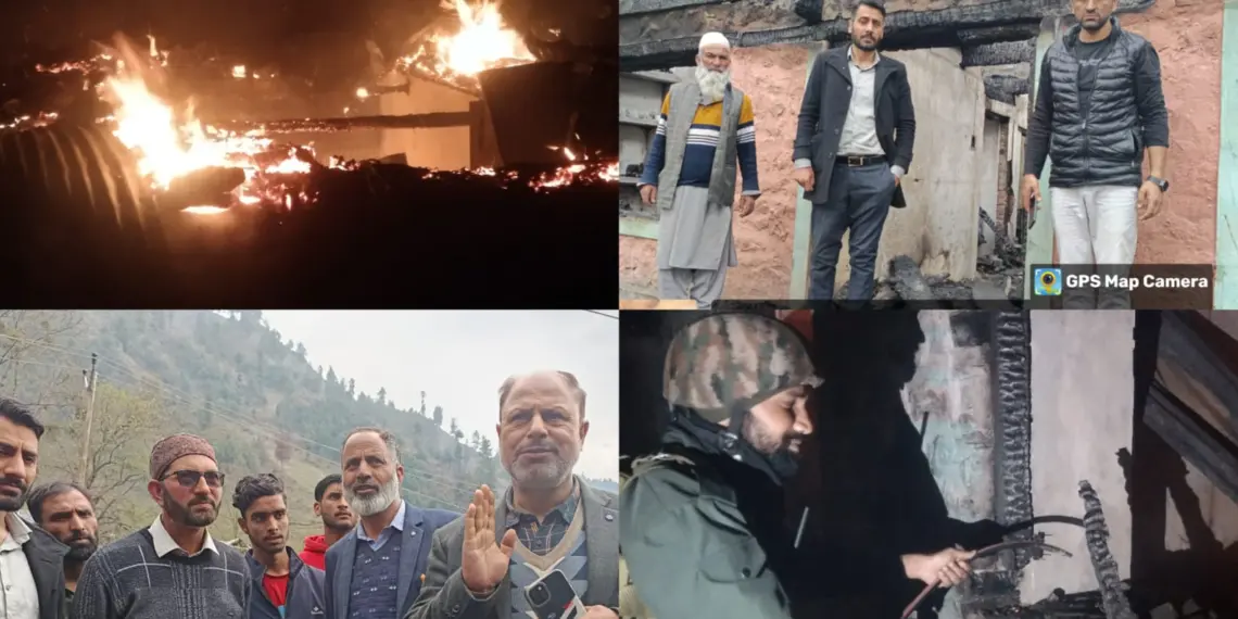 Massive Fire Guts Two Homes, One Shop in Karnah’s Nard Village; Locals Seek Urgent Relief and Road Repair