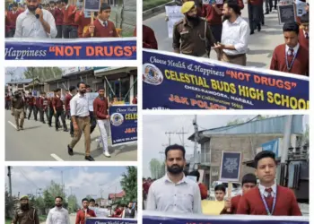 منشیات کے خلاف ریلی، مزمل محمود کی قیادت میں بدگام پولیس اور سیلسٹیل بڈز ہائی اسکول کاووسہ کے اشتراک سے نوجوانوں میں شعور بیدار کرنے کی کوشش