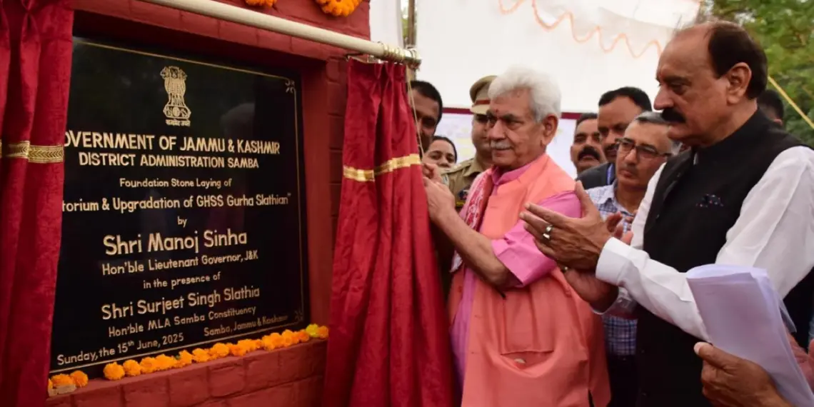 LG Sinha lays foundation stone of Auditorium, upgrade work for GHSS in Gurha Slathia, Samba