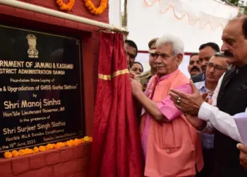 LG Sinha lays foundation stone of Auditorium, upgrade work for GHSS in Gurha Slathia, Samba