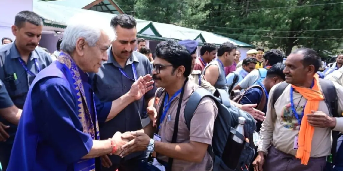 LG Manoj Sinha Reviews Amarnath Yatra Facilities at Nunwan Base Camp, Pahalgam