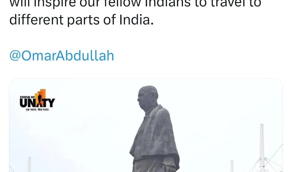 PM Modi Hails Omar Abdullah’s Visit to Statue of Unity, Calls It a Symbol of National Unity