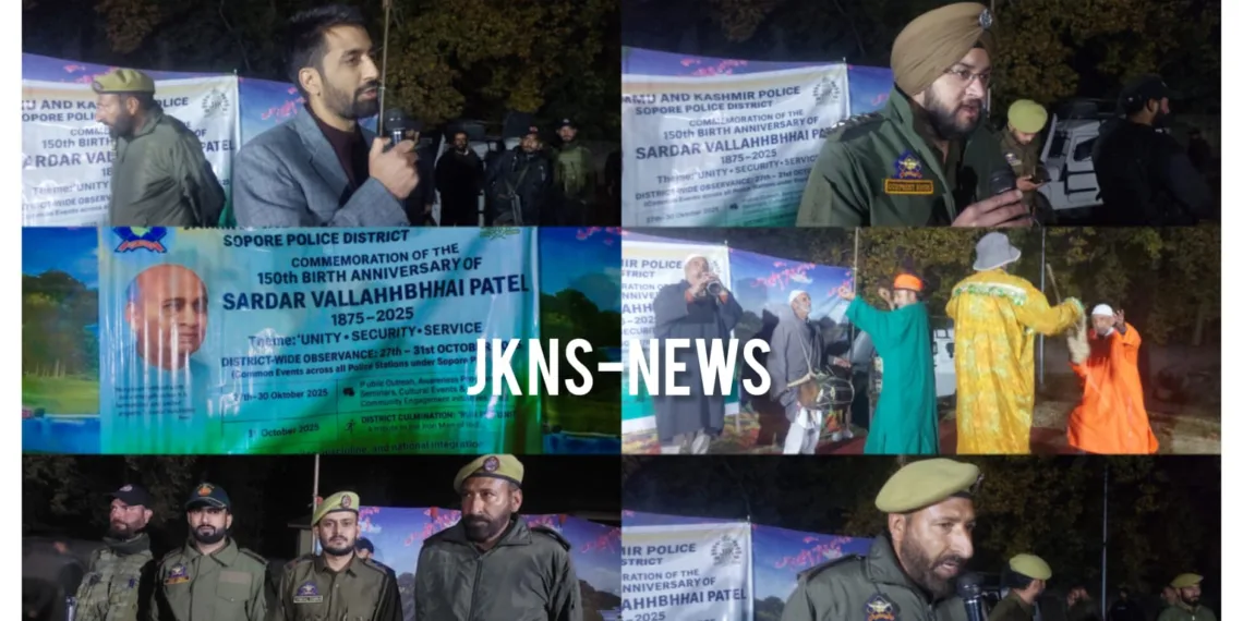 Sopore Police Celebrates Sardar Vallabhbhai Patel’s 150th Birth Anniversary with ‘Night Folk Drama’ and ‘Run for Unity