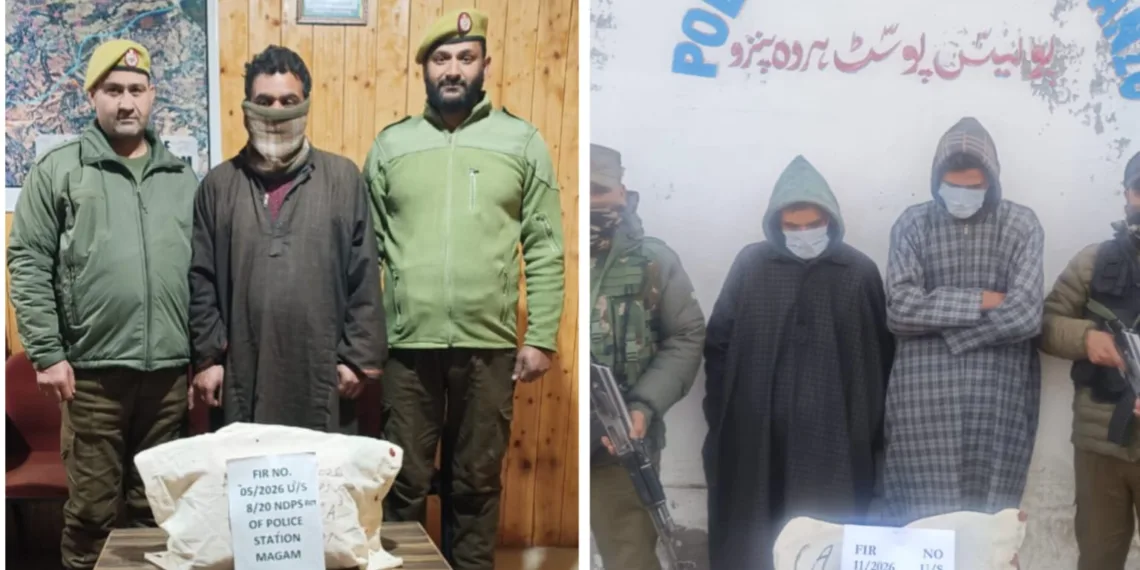 Budgam Police Arrest Drug Peddlers in Magam and Hardpanzoo; Contraband Recovered