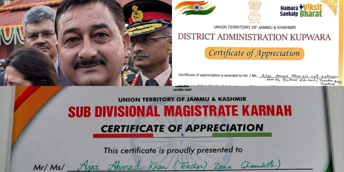 Save Sharda Committee thanks DC Kupwara for honouring Ajaz khan on Republic Day for Sharda Temple LoC Teetwal