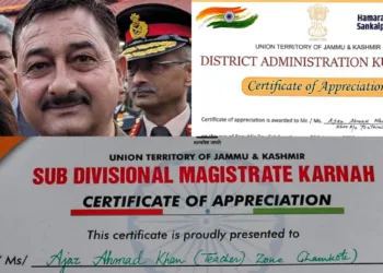 Save Sharda Committee thanks DC Kupwara for honouring Ajaz khan on Republic Day for Sharda Temple LoC Teetwal