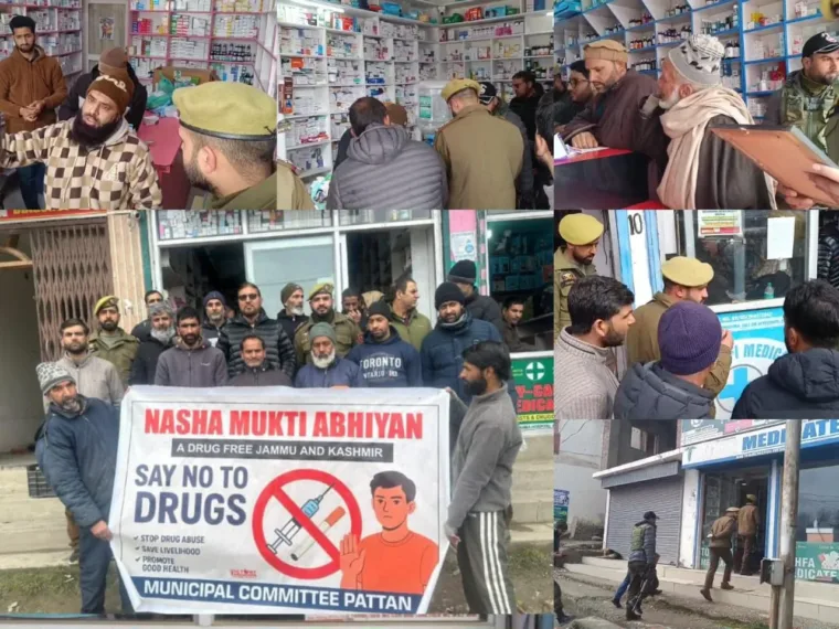Naib Tehsildar, Drug Inspector Conduct Surprise Inspection of Medical Shops at CHC Pattan; ₹4,800 Fine Imposed, 10,000 Polythene Bags Seized