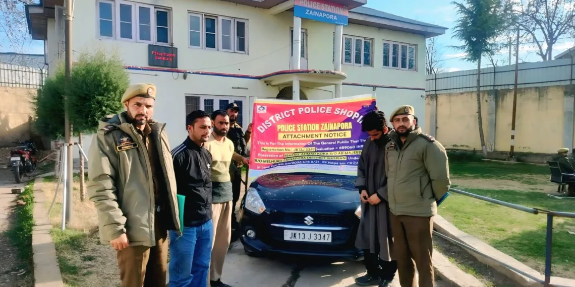 J&K Police In Shopian Seize Swift Car Acquired Through Proceeds of Narcotics Trade