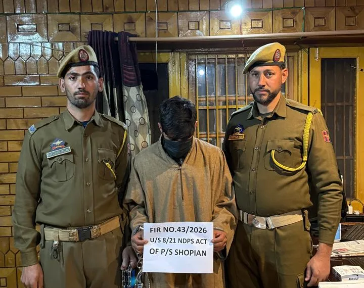 Shopian Police Strike Hard Against Drugs: Peddler Arrested, 5.61 Grams Heroin Seized