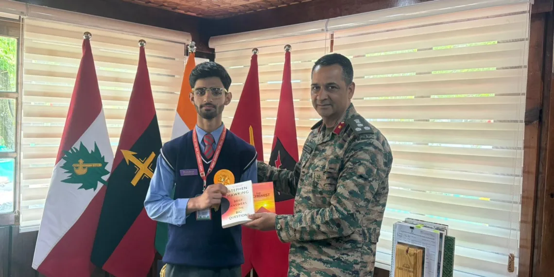 Commander, Shakti Vijay Brigade Felicitates Young Scholar from Karnah for National-Level Achievement