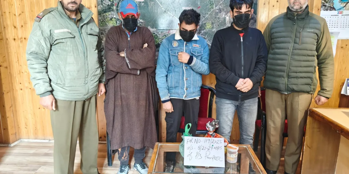 Three Drug Peddlers Arrested by Police Pampore; Narcotics Recovered