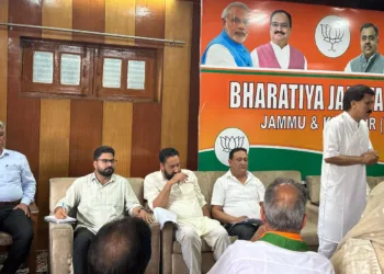 BJP Kashmir Unit Holds Review Meeting on ‘Har Ghar Tiranga’ Campaign at Church Lane, Srinagar