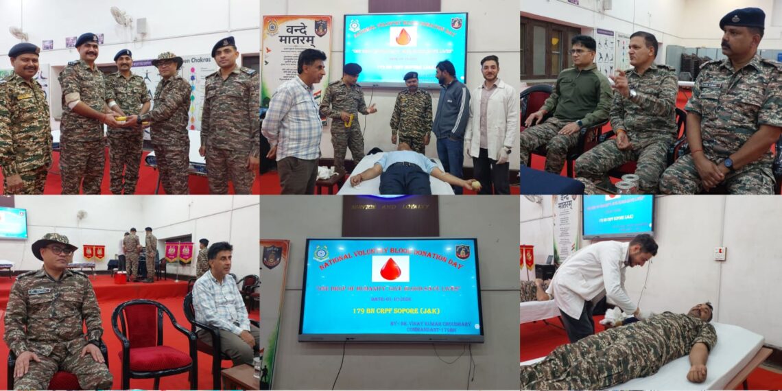 National Voluntary Blood Donation Day Observed at 179-Bn CRPF Headquarters Sopore