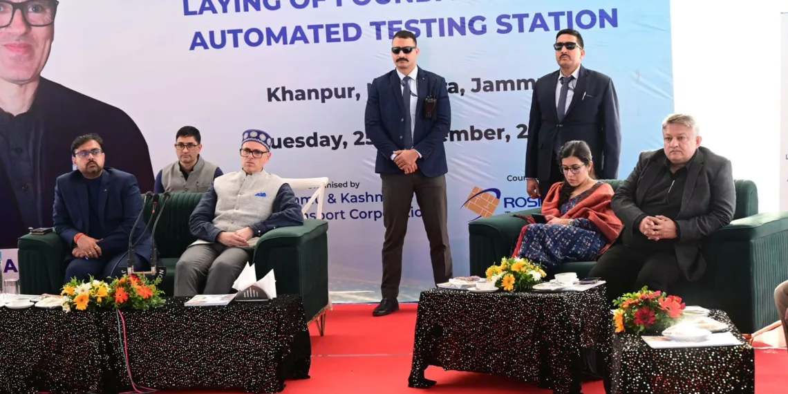 CM Omar lays foundation stone for automated vehicle testing station at Nagrota