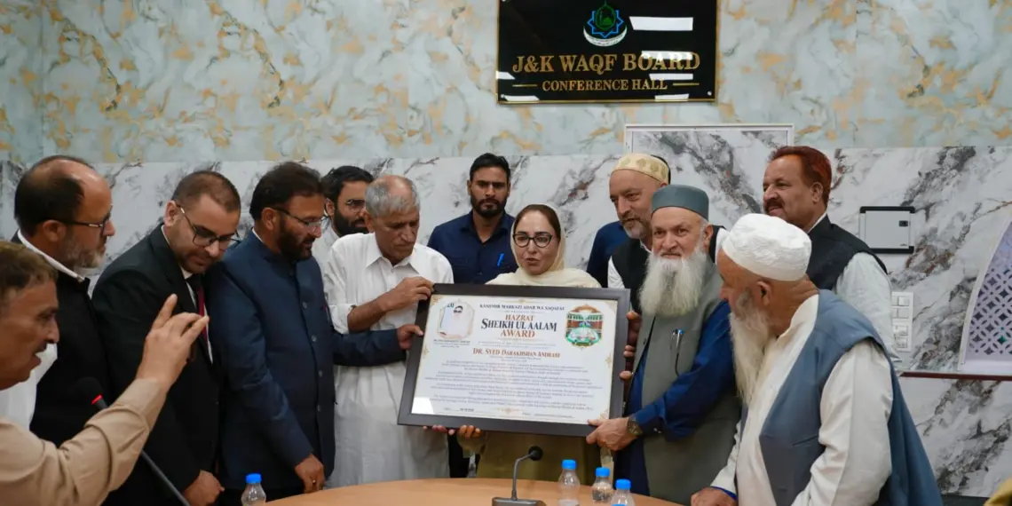 Dr Syed Darakhshan Andrabi Honoured with Hazrat Sheikh-ul-Aalam Award 2026
