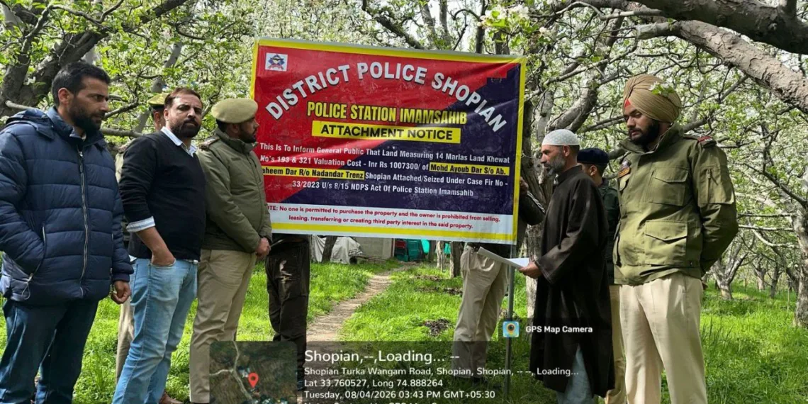 Drug Money Crackdown: Shopian Police Attach Property Worth Over ₹10 Lakh Linked to Narcotics Trade