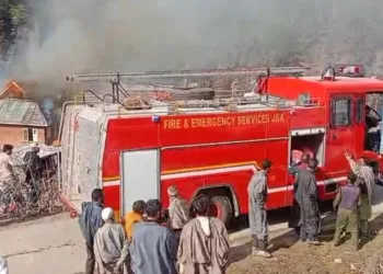 Two-Storey Residential House Damaged in Fire Incident in Anantnag’s Larnoo