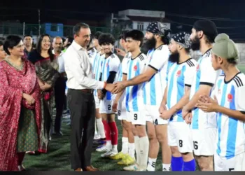 YSS J&K’s Friendly Night Match: Youth Score Against Drugs Under Floodlights