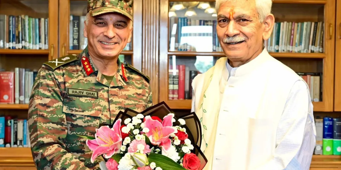 Lt Gen Rajiv Ghai Meets LG Manoj Sinha, Reviews J&K Security Situation