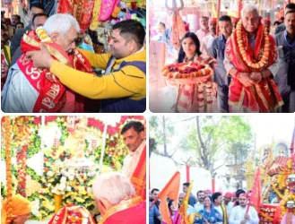 LG Manoj Sinha Flags Off Pracheen Marg Pavitra Chhari Yatra, Joins Pratham Puja at Nagrota