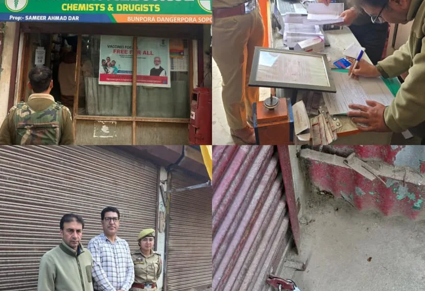 Crackdown Tightens in Sopore; Two Illegal Chemist Shops Sealed in Fresh Action