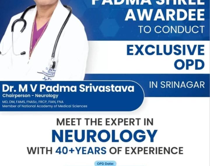 Padma Awardee Neurologist Dr Padma Shrivastava to hold Special OPD at PARAS Health Srinagar