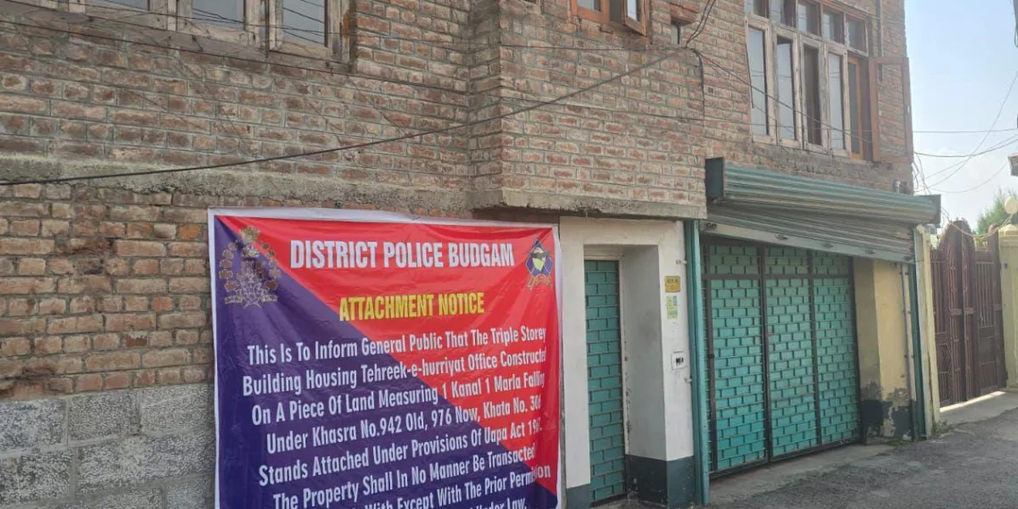 Budgam Police Seals Head Office of Banned Tehreek-e-Hurriyat Under UAPA in Major Crackdown