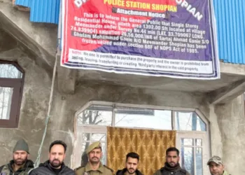 Shopian Police Attach Residential Property Acquired in Process of Drug Trade