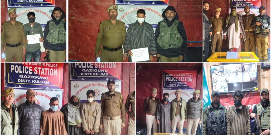 Major Anti-Drug Crackdown in Kulgam; 14 Peddlers Held, Heroin & Charas Seized
