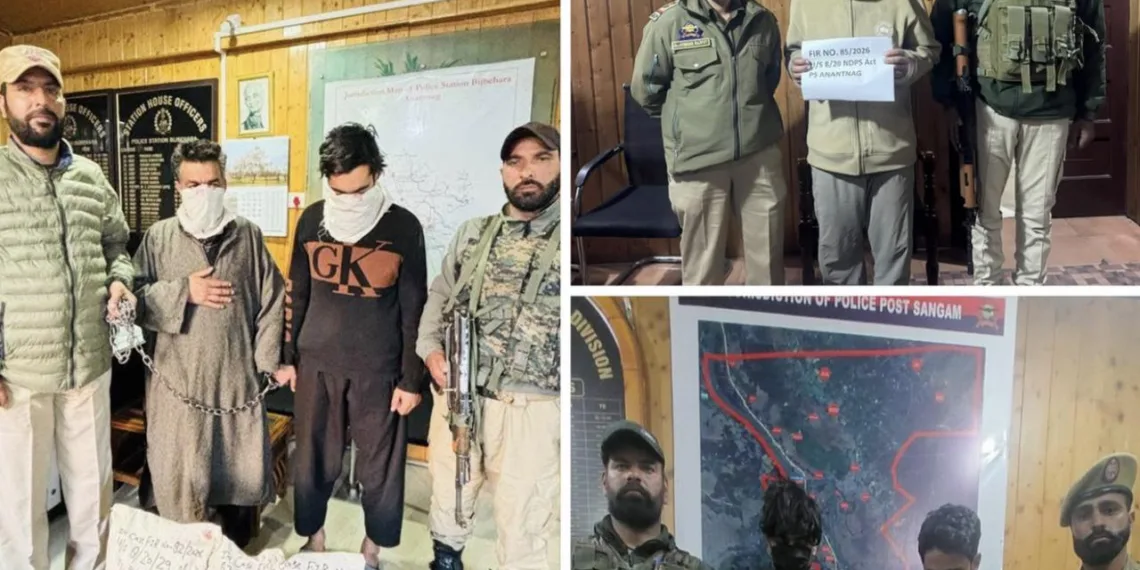 Major Crackdown on Drug Network in Anantnag: Five Peddlers Arrested, Huge Quantity of Charas Seized