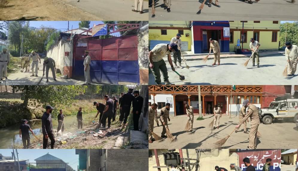Sopore Police Conducts Cleanliness Drive Across Police District on Gandhi Jayanti