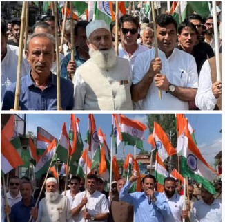 Tiranga Rally in Chadoora,Anwar Khan Leads,Showcases Spirit of Patriotism and National Unity