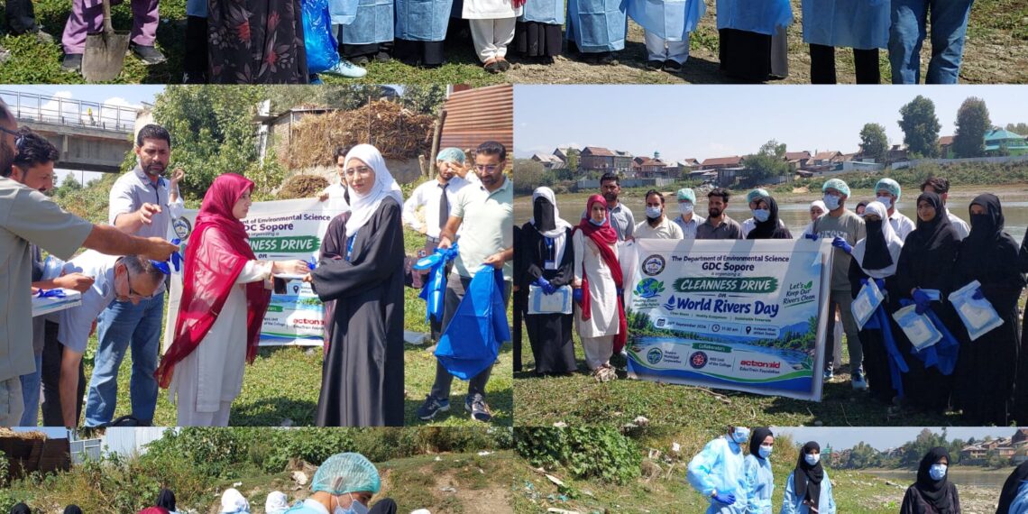 World Rivers Day Observed in Sopore with Cleanliness Drive Along River Jhelum